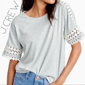 J. Crew heather eyelet lace top tee XL